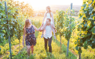 Familienfotos im Sonnenuntergang