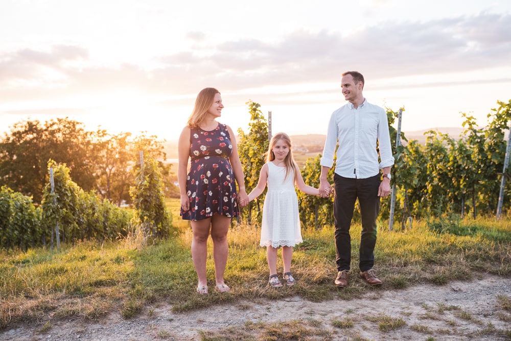 Familienfoto im Sonnenuntergang Freiburg